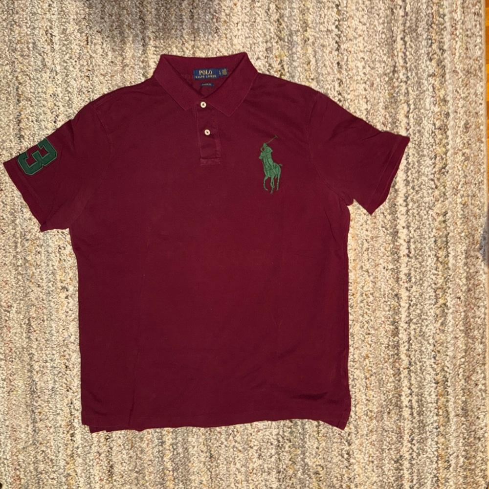 Polo by Ralph Lauren Burgundy Shirt with Green Emblem